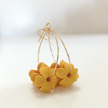 Load image into Gallery viewer, Gold plated orange Puakenkeni large hoops
