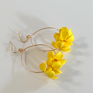 Gold plated Yellow Puakenkeni large hoops