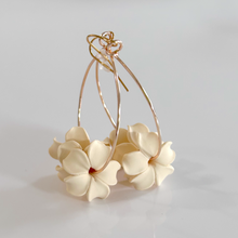 Load image into Gallery viewer, Gold Plated Ivory Puakenkeni large hoops
