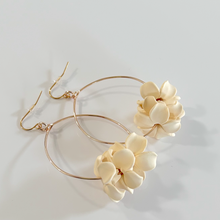 Load image into Gallery viewer, Gold Plated Ivory Puakenkeni large hoops
