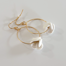 Load image into Gallery viewer, Gold plated single pikake hoop earrings
