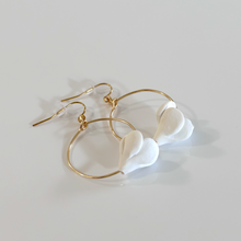 Load image into Gallery viewer, Gold plated single pikake hoop earrings
