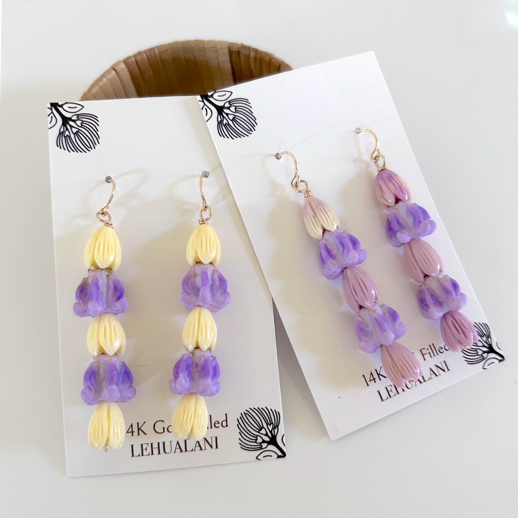 Pikake & pua kalauna strand earrings