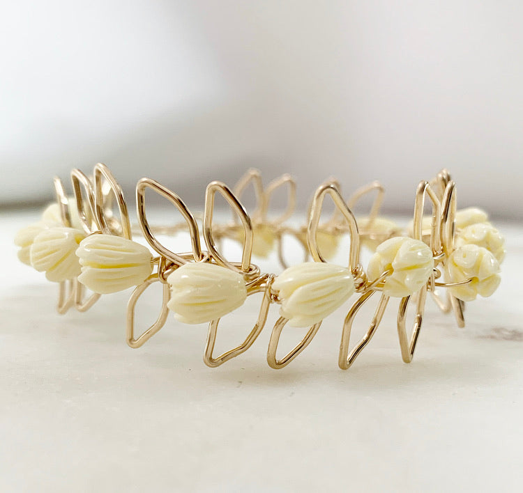 Maile Pikake Single Strand Bracelet